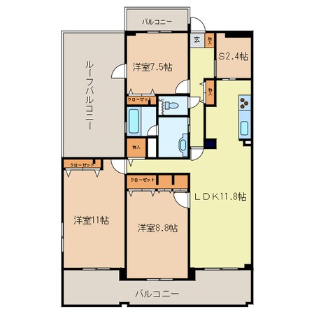 ハートヒルズ二ツ坂の物件間取画像